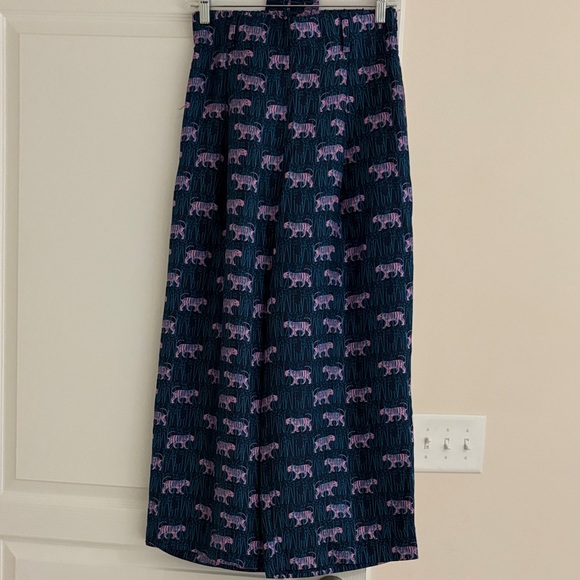 J. Crew Navy and Purple Patterned Wide Leg Pants - Picture 3 of 3